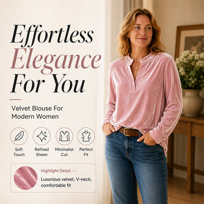 Women's Elegant Velvet V-Neck Top