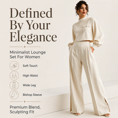 Women's Casual Cropped Top & Wide Leg Pants Set