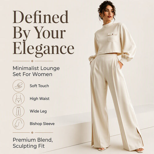 Women's Casual Cropped Top & Wide Leg Pants Set