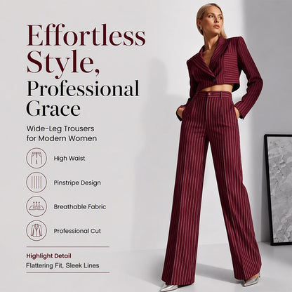 Women's High-Waisted Striped Wide-Leg Pants