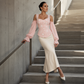 🌸Hot Sale 50% OFF💖Women's Cold Shoulder Floral Jacquard Top