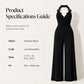 Women Elegant Halter Lace Pleated Wide Leg Jumpsuit