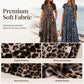 🥳2026 HOT SALE 50% Off🥳💞Women's Leopard Print Maxi Dress with Pockets Casual Short Sleeve Long Dress