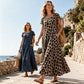 🥳2026 HOT SALE 50% Off🥳💞Women's Leopard Print Maxi Dress with Pockets Casual Short Sleeve Long Dress