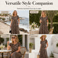 🥳2026 HOT SALE 50% Off🥳💞Women's Leopard Print Maxi Dress with Pockets Casual Short Sleeve Long Dress