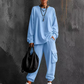 Women's Casual Crew Neck Top & Cargo Pants Set