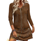 Women Long Sleeve Zipper Printed Short Dress