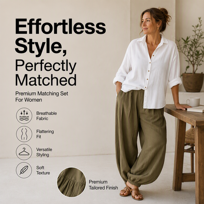 ⏰🍂Autumn Early Bird Sale--Women's Loose Shirt & Draped Pants Set