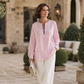 Women's Striped Zip-Up Long Sleeve Top