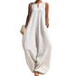 Women's Sleeveless V-Neck Wide-Leg Jumpsuit with Pockets