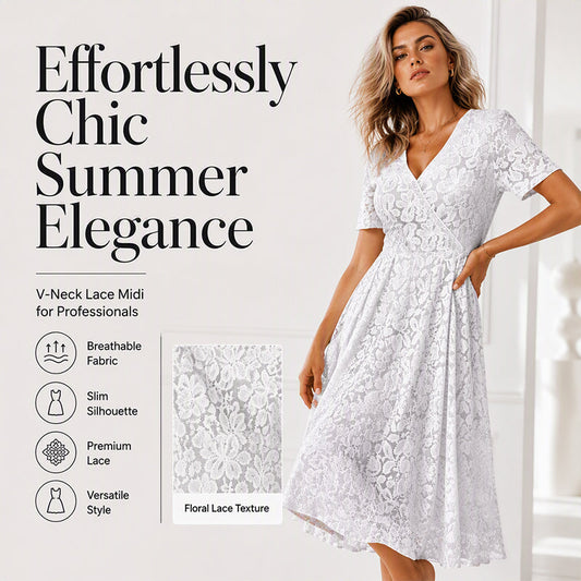🌸Hot Sale 50% OFF💖Women's Elegant V-Neck Lace Dress