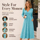 🌸 Women's Wrap V Neck Dress with Pockets– Flattering Feminine Fit With Pockets For Effortless Everyday Style 🤍