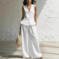 Women's Summer Peplum Top & Wide-Leg Pants Set