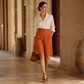 Women's High-Waist Button-Detail Bermuda Pants