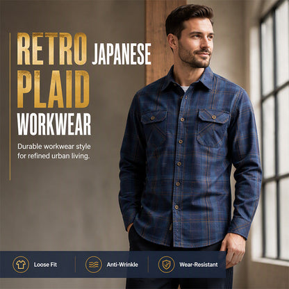 Men's Casual Plaid Long Sleeve Shirt