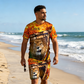 Men's Casual Animal Graphic T-Shirt and Shorts Set
