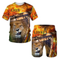 Men's Casual Animal Graphic T-Shirt and Shorts Set