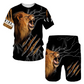 Men's Casual Animal Graphic T-Shirt and Shorts Set