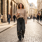 Women's Metal Eyelet Cutout Wide-Leg Jeans