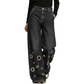 Women's Metal Eyelet Cutout Wide-Leg Jeans