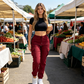 Women's Solid Color Tapered Cargo Pants