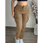 Women's Solid Color Tapered Cargo Pants