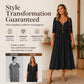 Women's V-Neck Button Pleated Dress