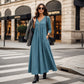 Women's V-Neck Button Pleated Dress
