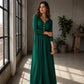 Women's V-Neck Button Pleated Dress