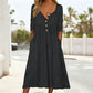 Women's V-Neck Button Pleated Dress
