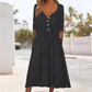 Women's V-Neck Button Pleated Dress