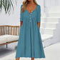 Women's V-Neck Button Pleated Dress