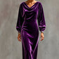 ⌛Limited-Time Offer-Women's Elegant Velvet Cowl Neck Dress – Luxe Soft Texture With Flattering Feminine Silhouette 🤍