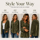 Women's Velvet Hoodie Jacket with Ruffle Sleeve
