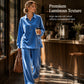 Women's Velvet Long Sleeve Shirt & Wide Leg Pants Set