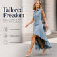 Women's Sleeveless Denim Dress with Asymmetrical Hem