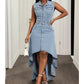 Women's Sleeveless Denim Dress with Asymmetrical Hem
