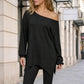 Women's Off-Shoulder Top with Split Hem