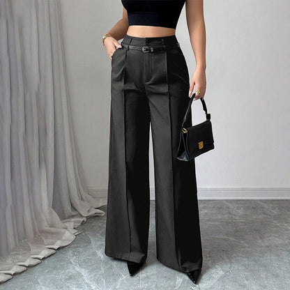 Women's High-Waist Wide-Leg Pants with Belt