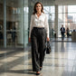 Women's High-Waist Wide-Leg Pants with Belt