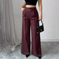 Women's High-Waist Wide-Leg Pants with Belt