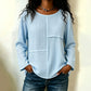⏰Last Day Sale 50% Off 💃Women's Crewneck Textured Patchwork Top