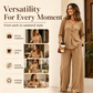 ⏰Last Day Sale 50% Off 💃 Women's V-Neck Long Sleeve Top & Wide-Leg Pants Set