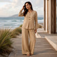 ⏰Last Day Sale 50% Off 💃 Women's V-Neck Long Sleeve Top & Wide-Leg Pants Set