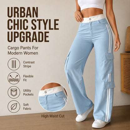 ⏰Last Day Sale 50% Off  👖 Women's Side Stripe Straight-Leg Cargo Pants