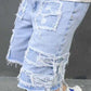 Men's Ripped Denim Shorts with Frayed Details