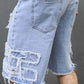 Men's Ripped Denim Shorts with Frayed Details