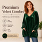 Women's V-Neck Long Sleeve Velvet Top
