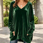 Women's V-Neck Long Sleeve Velvet Top