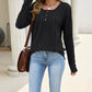 Women's Ribbed Knit Long Sleeve Henley Top